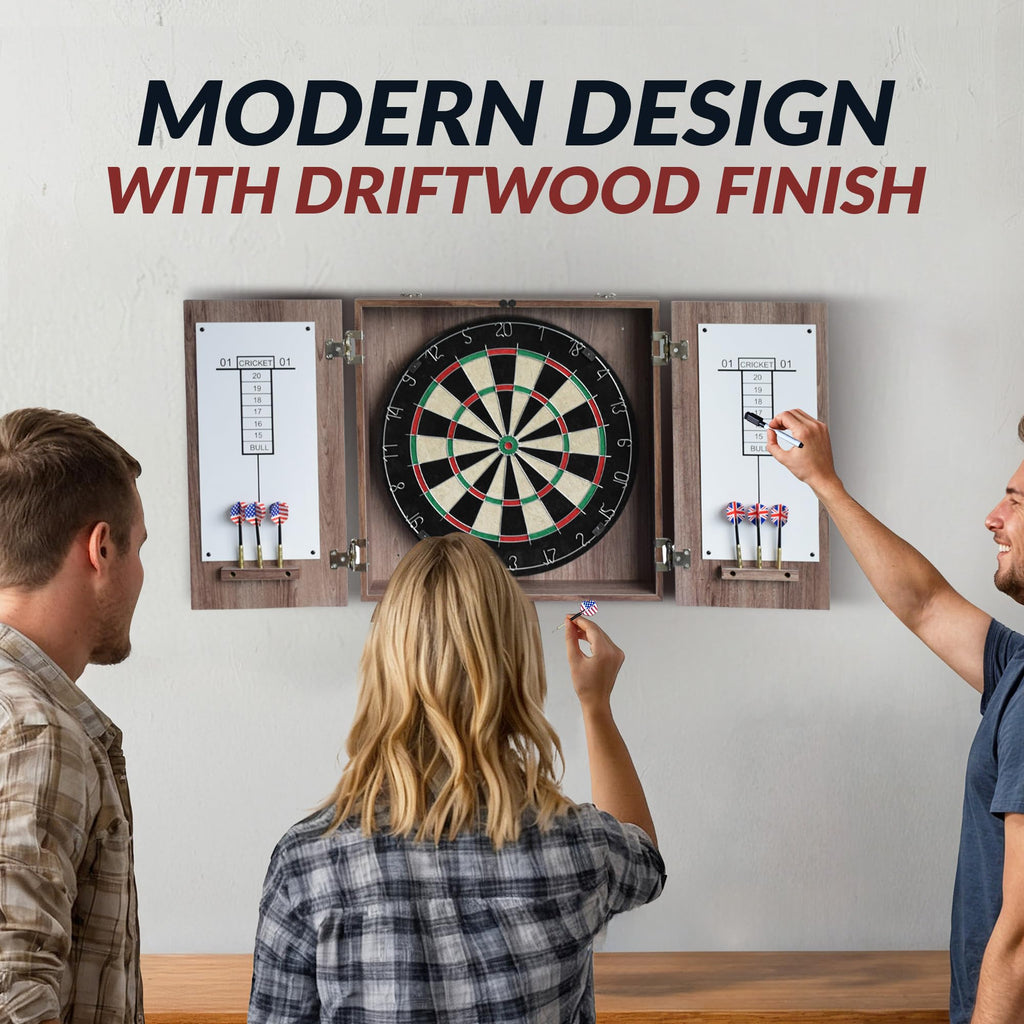 Hathaway Winchester Dartboard & Cabinet Set, Driftwood