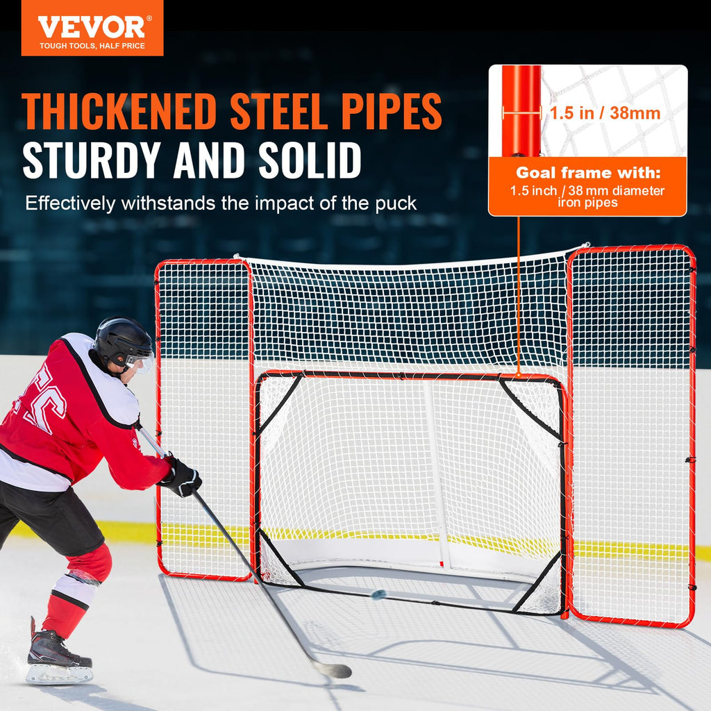 Vevor Hockey Goal With Backstop And Targets Street Outdoor Steel Hockey Net 72''