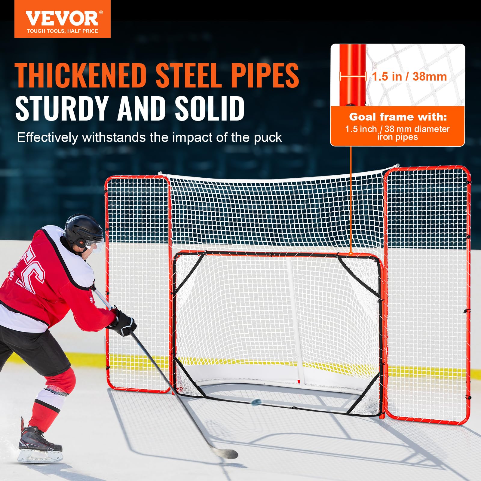 Vevor Hockey Goal With Backstop And Targets Street Outdoor Steel Hockey Net 72''