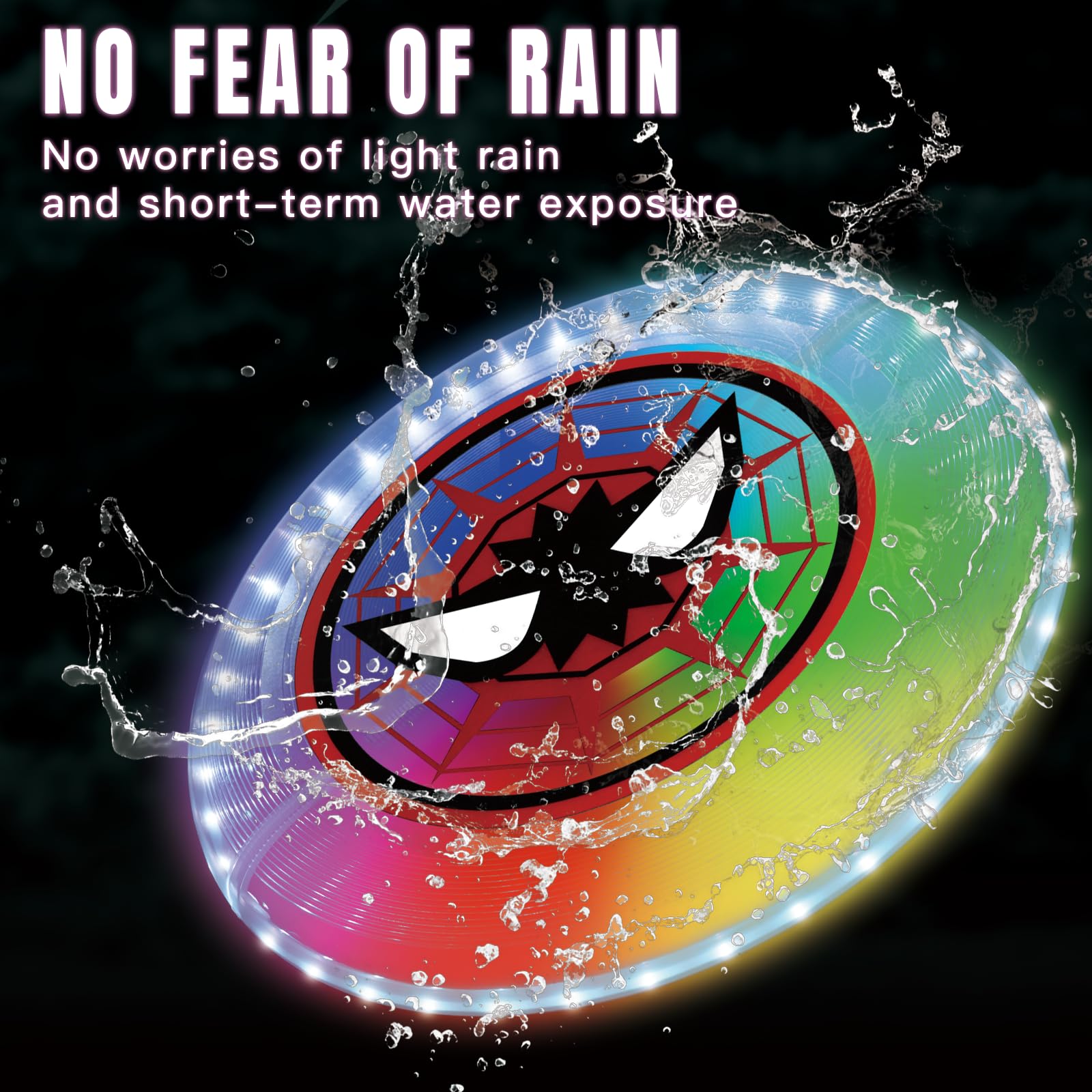 Led Flying Disc With Millions Of Colors, Rechargeable, Water-Resistant, 42 Leds, 175G Light Up Disc, 12 Modes, Spider Outdoor To