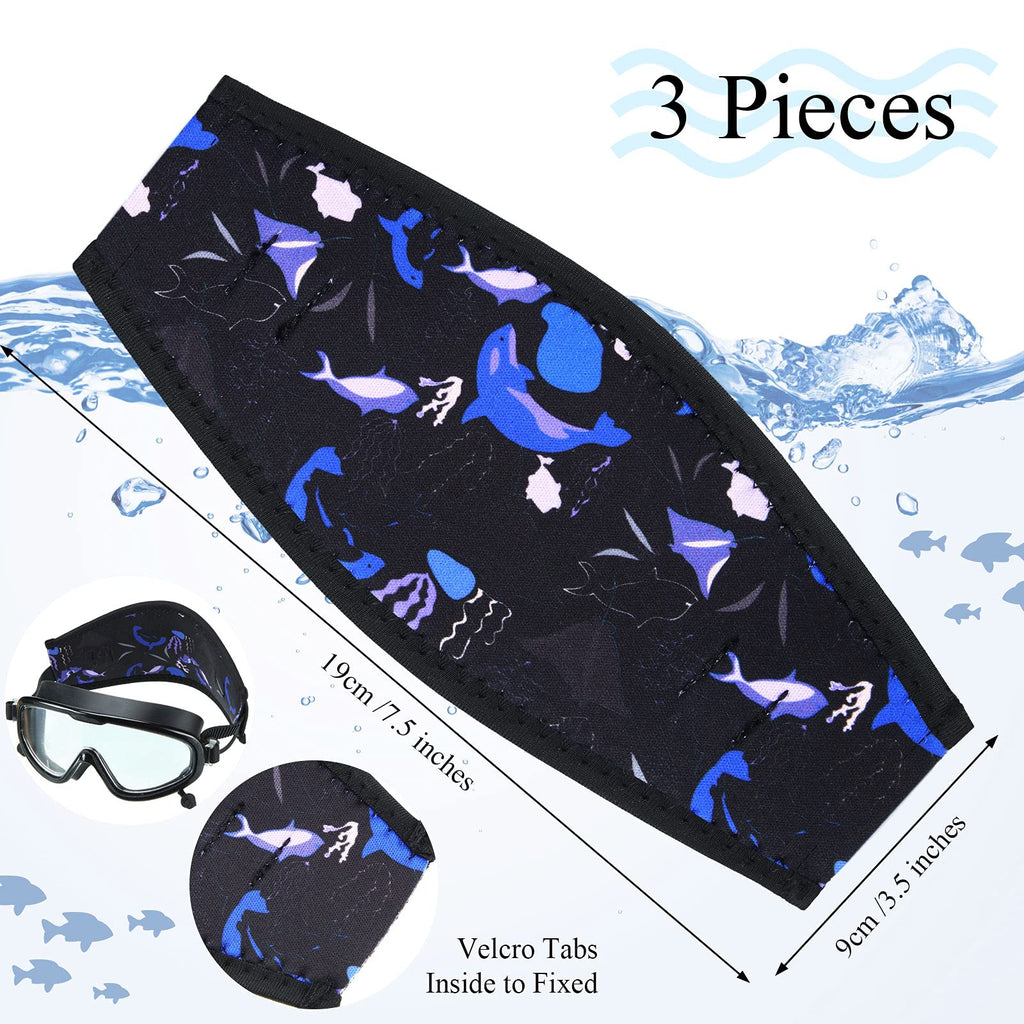 Skylety 3 Pieces Neoprene Mask Straps Cover Diving Mask Straps Neoprene Mask Dive Hair Protector Wrap For Dive And Snorkel Water