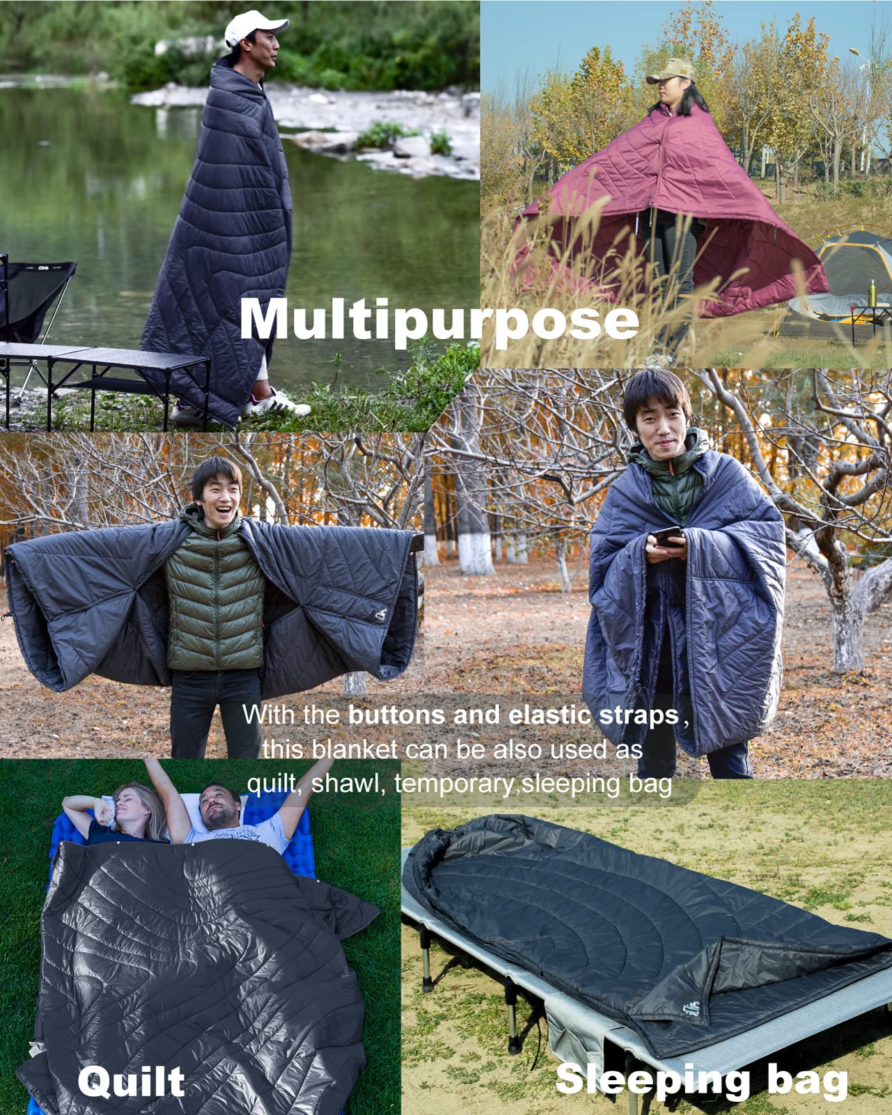 Iclimb 3M Thinsulate Insulation Warm Camping Blanket Ultralight Compact (Light Grey)