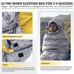 Naturehike Ultralight Duck Down Cold Weather Sleeping Bag, 650Fp Compact Sleeping Bag 3-4 Season For Adults & Kids, Waterproof -