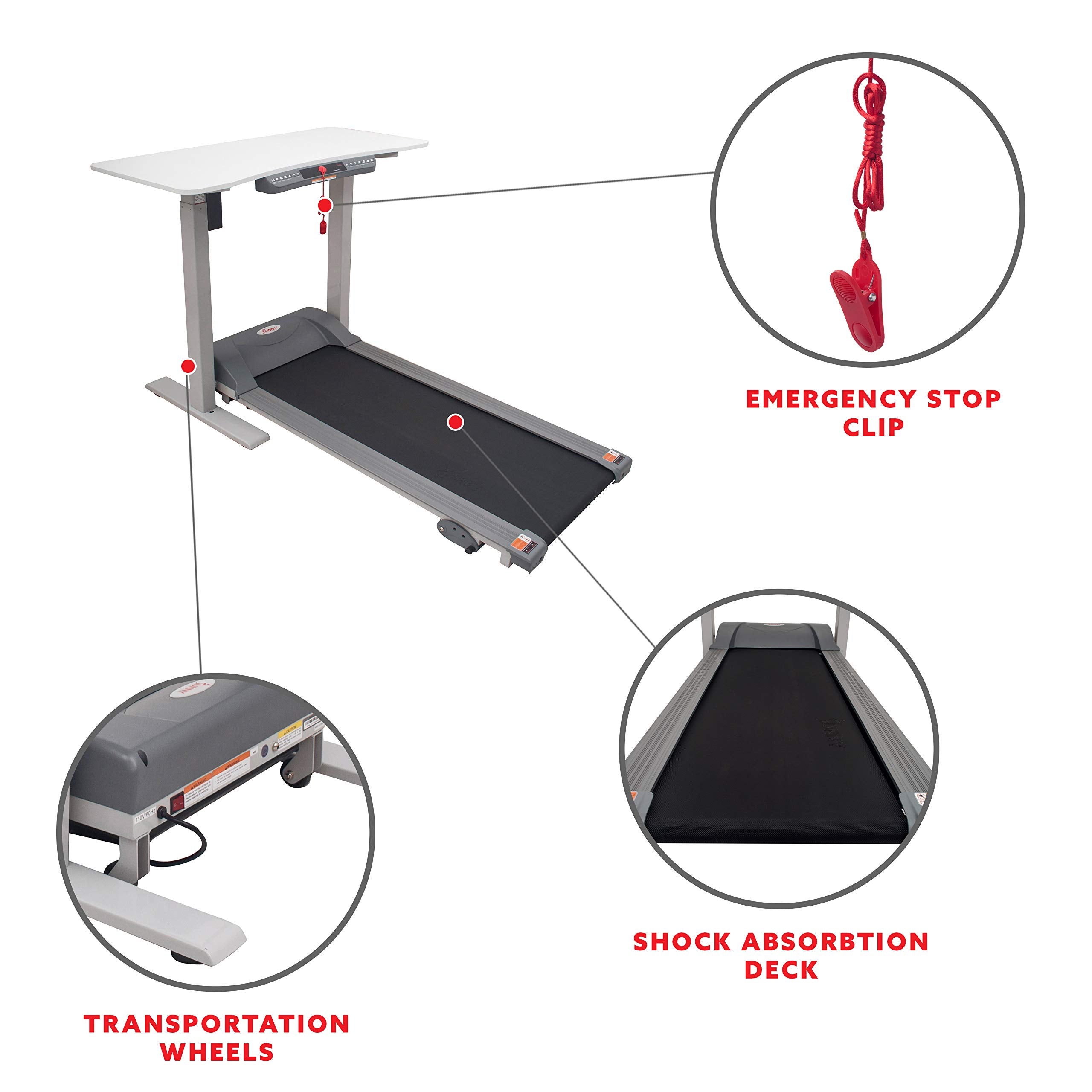 Sunny Health & Fitness Treadmill With Detachable Automated Desk - Sf-Td7884,Black/White