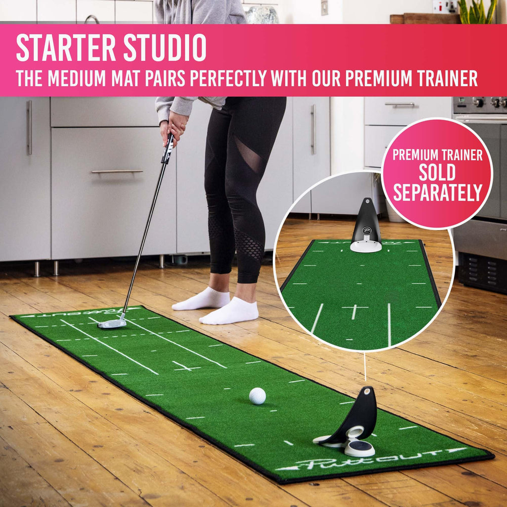 Puttout Pro Golf Putting Mat - Perfect Your Putting (7.87-Feet X 1.64-Feet) (Green)