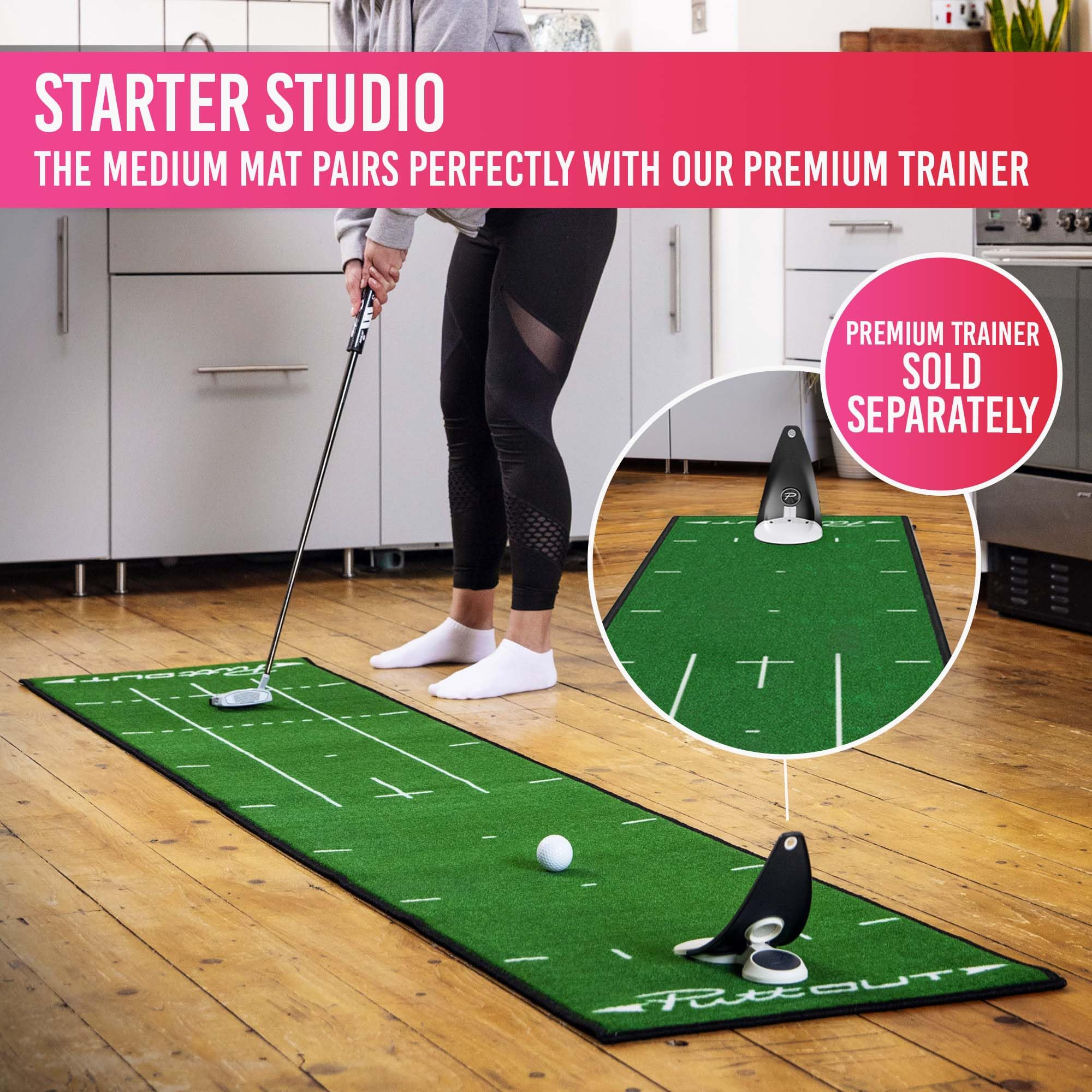 Puttout Pro Golf Putting Mat - Perfect Your Putting (7.87-Feet X 1.64-Feet) (Green)