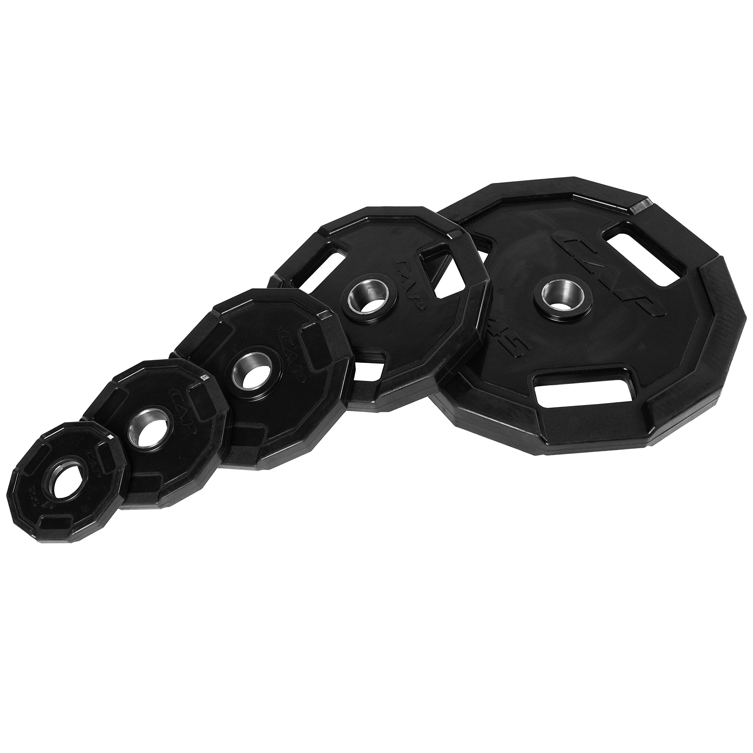 Cap Barbell 12-Sided Rubber Olympic Grip Weight Plates, Black, Single, 35 Pound