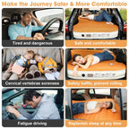 Kmz Suv Air Mattress With Built-In Pump & 2 Pillows, Thickened Flocked Pvc, Quick 90-Seconds Inflation Air Bed, Portable & Durab