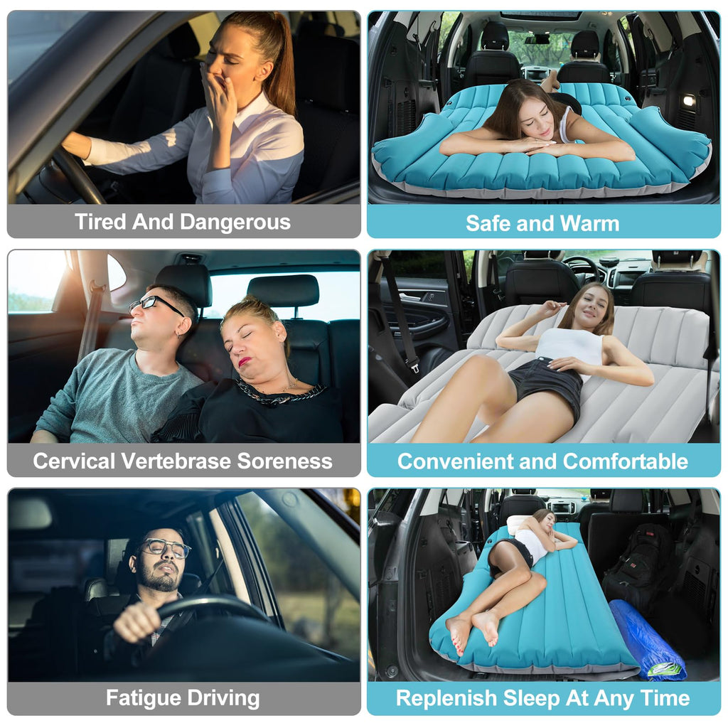 Kmz Suv Air Mattress Double-Sided Car Mattress Camping Bed Inflatable Bed With Electric Pump For Suv Trunk And Rear Seat - Gray