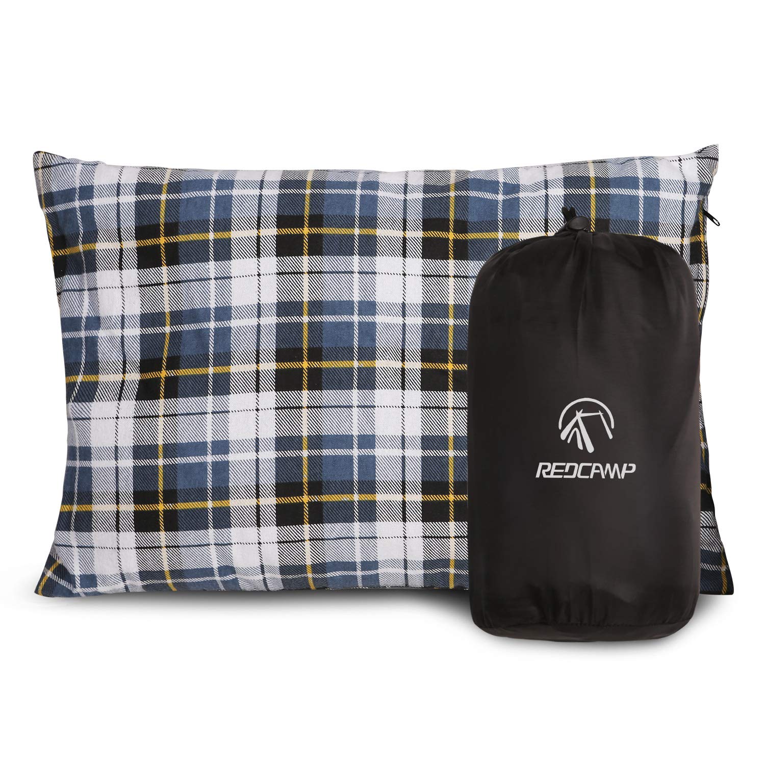 Redcamp Outdoor Camping Pillow Lightweight, Flannel Travel Pillow Cases, Removable Pillow Cover