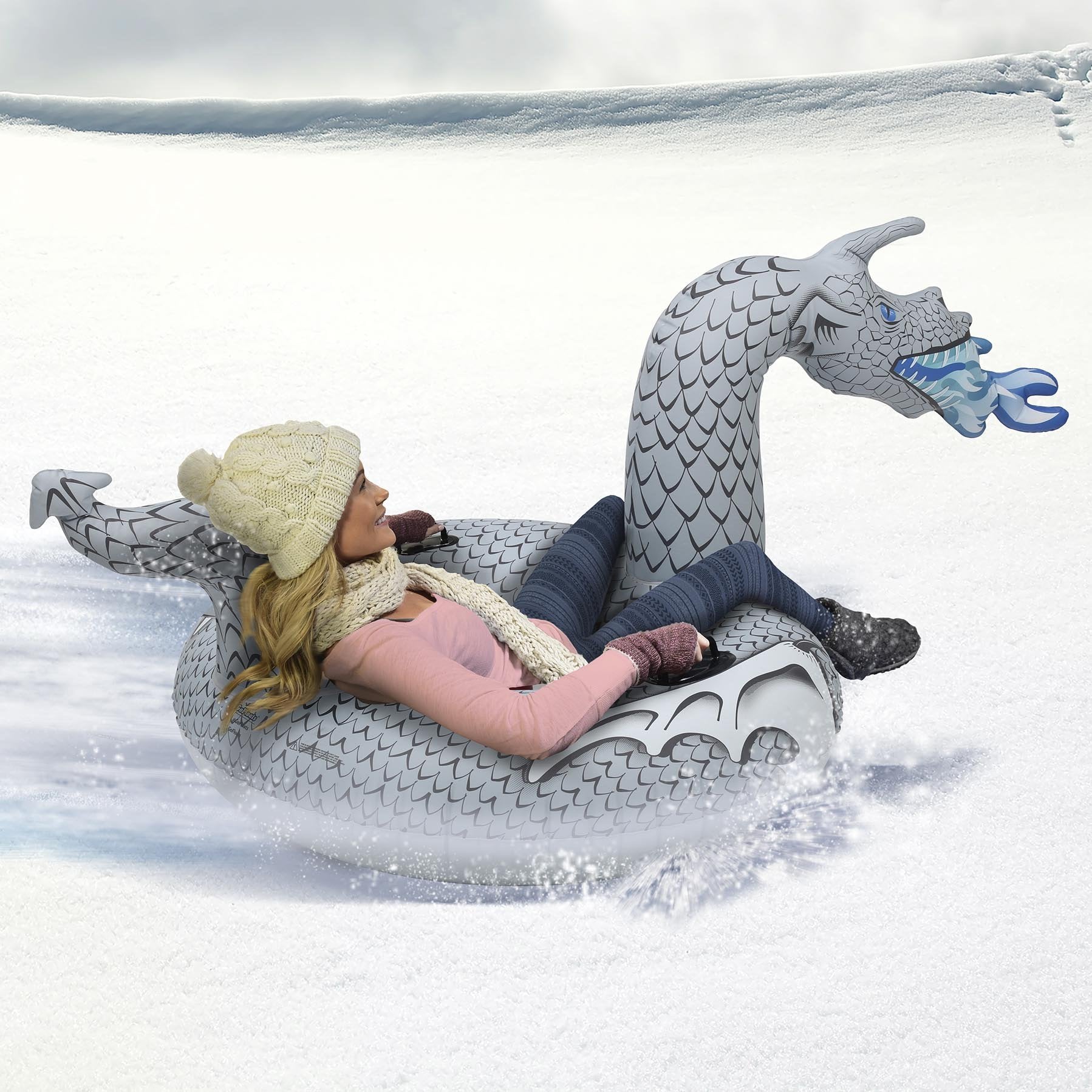 Gofloats Winter Snow Tube - Inflatable Sled For Kids And Adults (Choose From Unicorn, Disney'S Frozen, Ice Dragon, Polar Bear, P