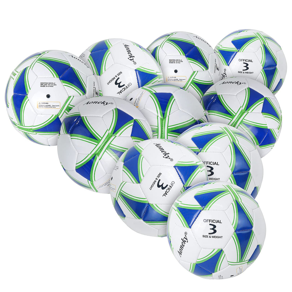 Aoneky Kids Soccer Ball - Eco-Friendly 2.5Mm Pvc Leather, Durable Machine-Stitched Design, Ball Pump Included (Size 3-10 Deflate