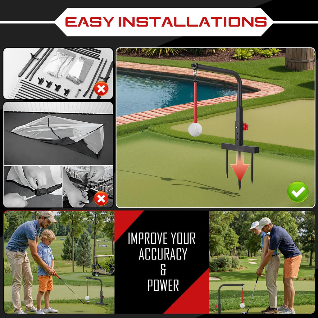 Kidzies Golf Swing Trainer Aid - Durable Iron Golf Practice Swing Groover & Hitting Training Aid - Golf Accessories For Any Leve