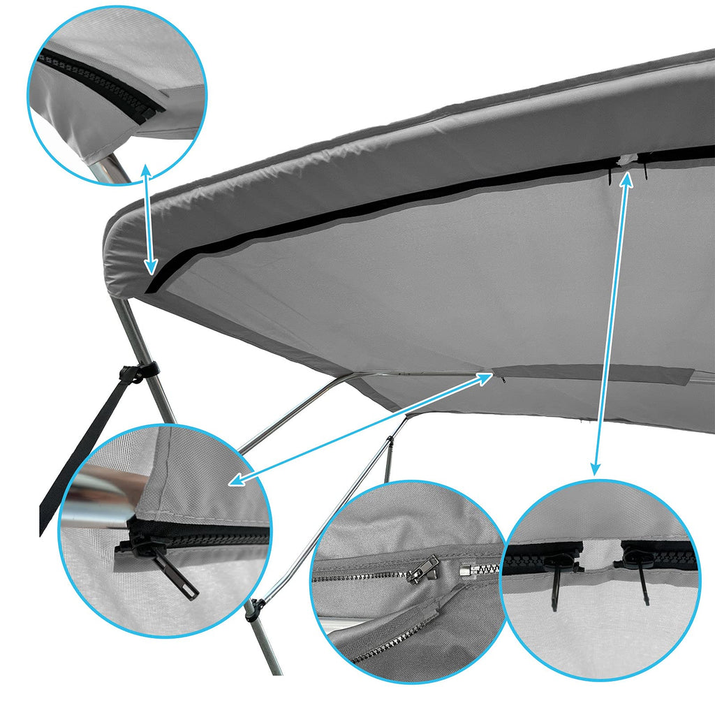 Savvycraft 4 Bow Bimini Replacement Top Canvas Cover 4 Bow 96'' L 61''-66'' W Gray Color