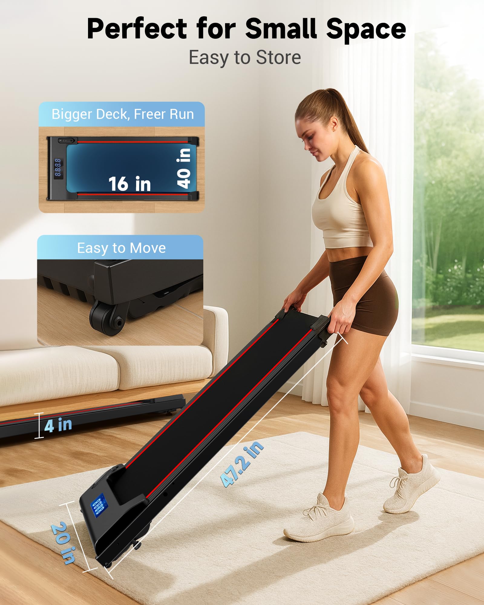 Hartwares Neosilent Walking Pad Treadmill Under Desk For Home With Bldc Core And Extra-Large Belt, App And Remote Control, Porta