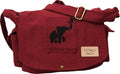 Papyrus Canvas Messenger Sling Bag,(32X23X10Cm, 7.5L) Medium Size. Patching With Elephant Design (Red Maroon)