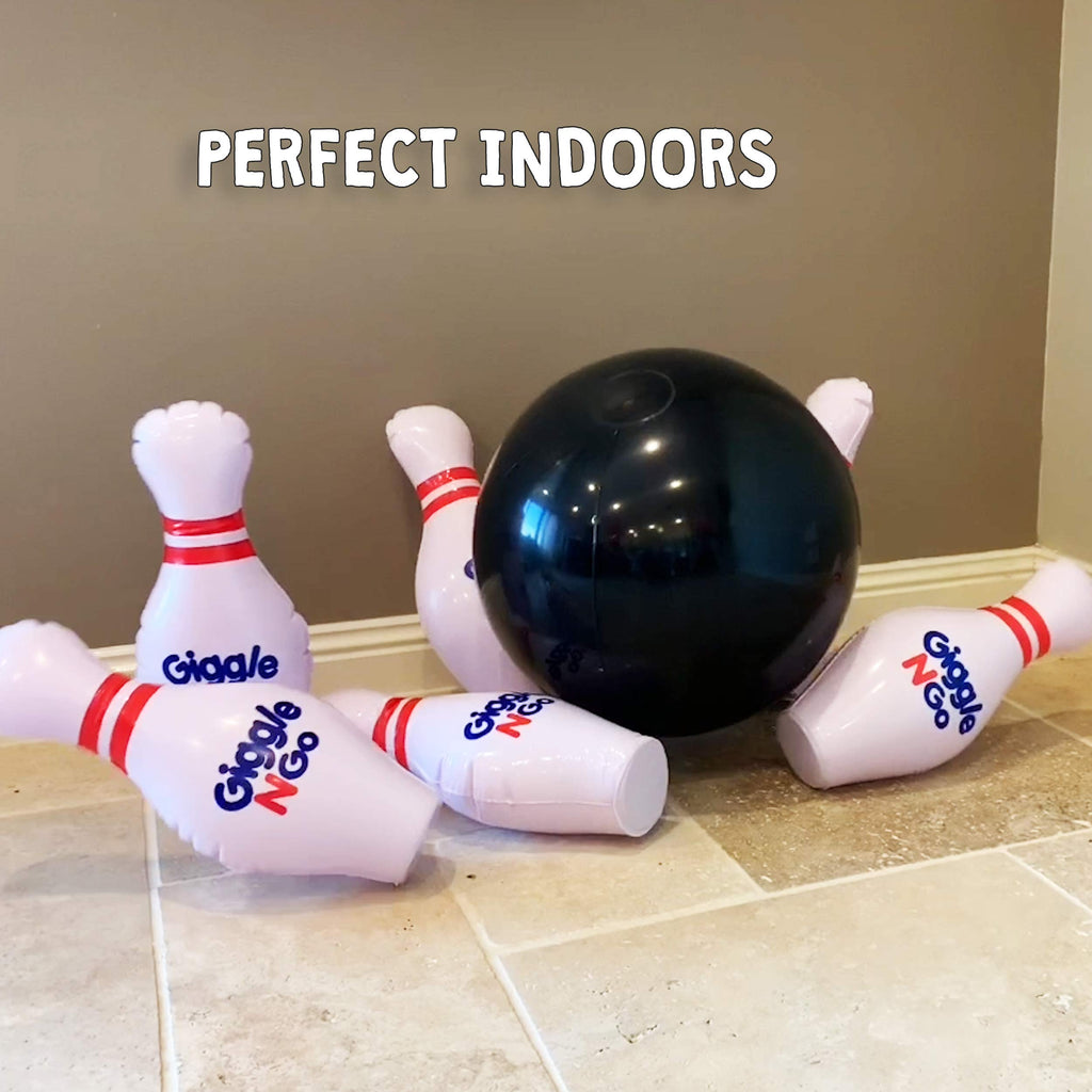 Giggle N Go Toddler Mini Bowling Set - Toddler Games Like Our Inflatable Bowling Game Are A Safe Option As Toddler Toys For Boys