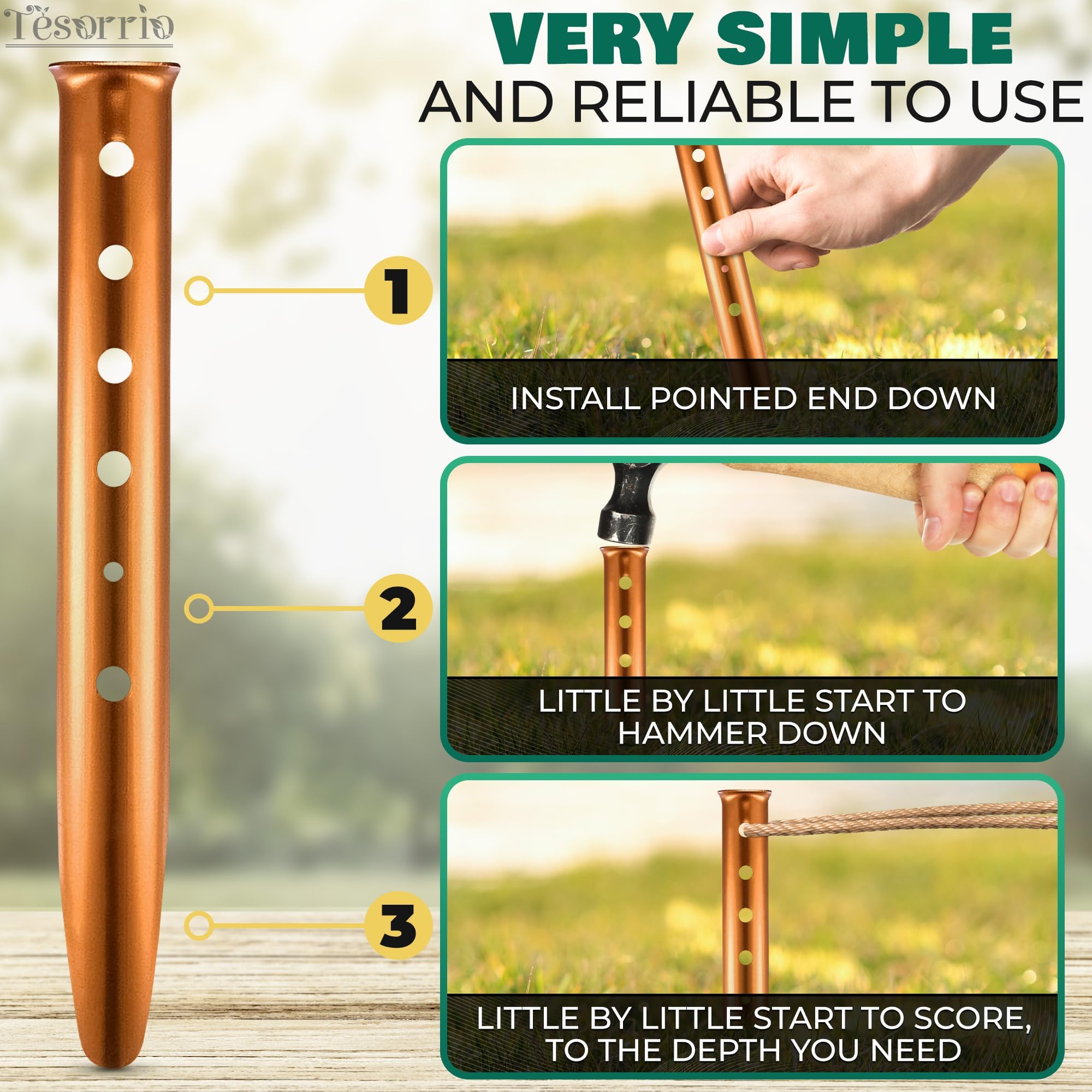 6Pcs Aluminum Tent Stakes Heavy Duty - 12.6 In Ground Stakes For Canopy Tent Camping Accessories Snow Tent Stakes For Outdoor Li