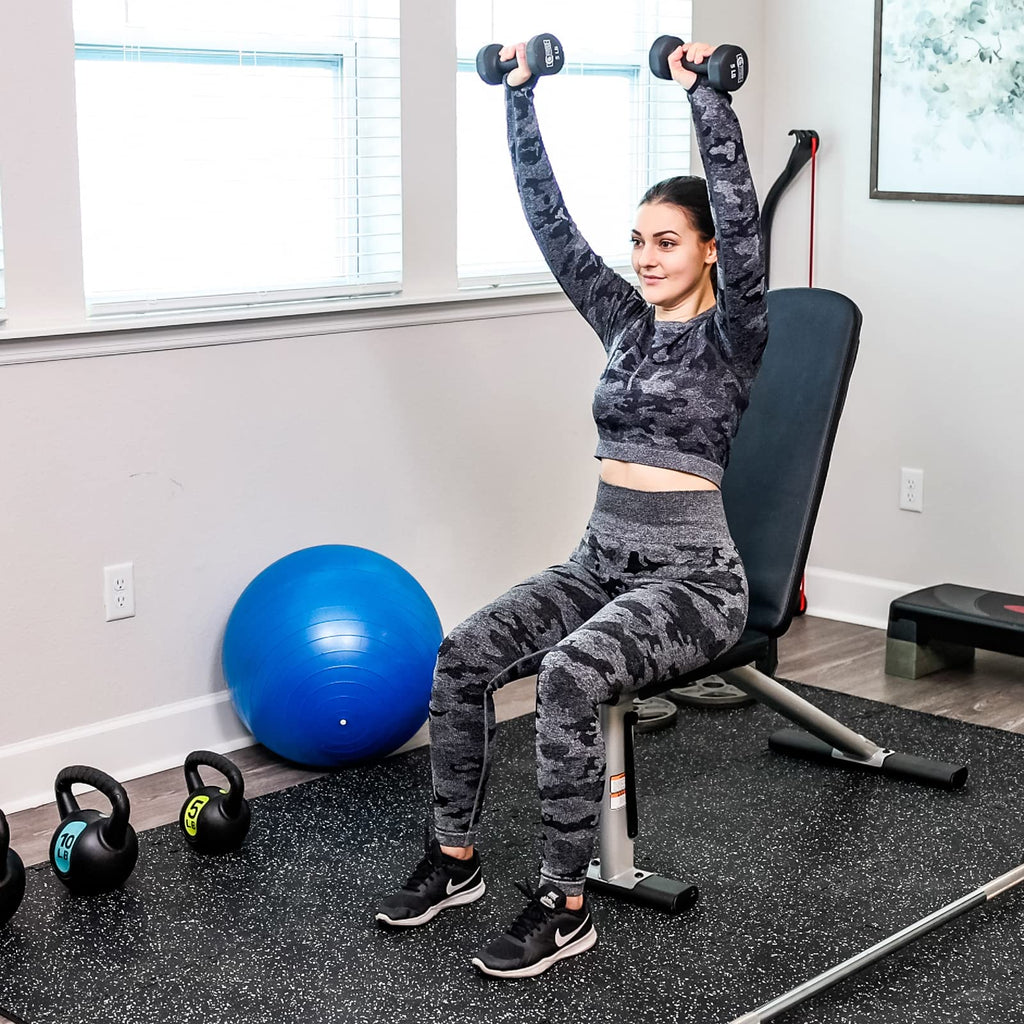 Superjare 0.56 ' ' Thick 6 Pcs 24 Sq Ft Rubber Top Exercise Equipment Mats, High Density Eva Foam Mats With Rubber Top, Interloc