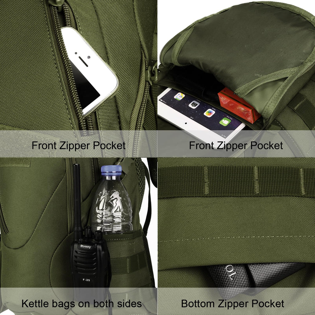 Arcenciel 15L Motorcycle Backpack Tactical Bag Rucksacks For Outdoor Camping Trekking Hunting With Patch(Green)