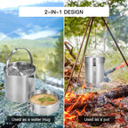 Lixada Camping Pot Stainless Steel Lightweight Kettle Bottle Cup Or Pot With Foldable Handle And Dual Use Cover For Camping Hiki