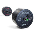CAP Barbell 370 lb Economy - Speckled Olympic Weight Set with 7ft Black/Chrome Barbell & Black Bumper Plates with Color Logo