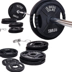 Signature Fitness Cast Iron Olympic 2-Inch Weight Plates Including 7FT Olympic Barbell, 325-Pound Set (280 Pounds Plates + 45 Po