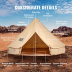 Vevor Canvas Bell Tent, Yurt Tents 4 Seasons 4 M/13.12 Ft, Canvas Tents For Camping With Stove Jack Holds Up To 6 People, Family
