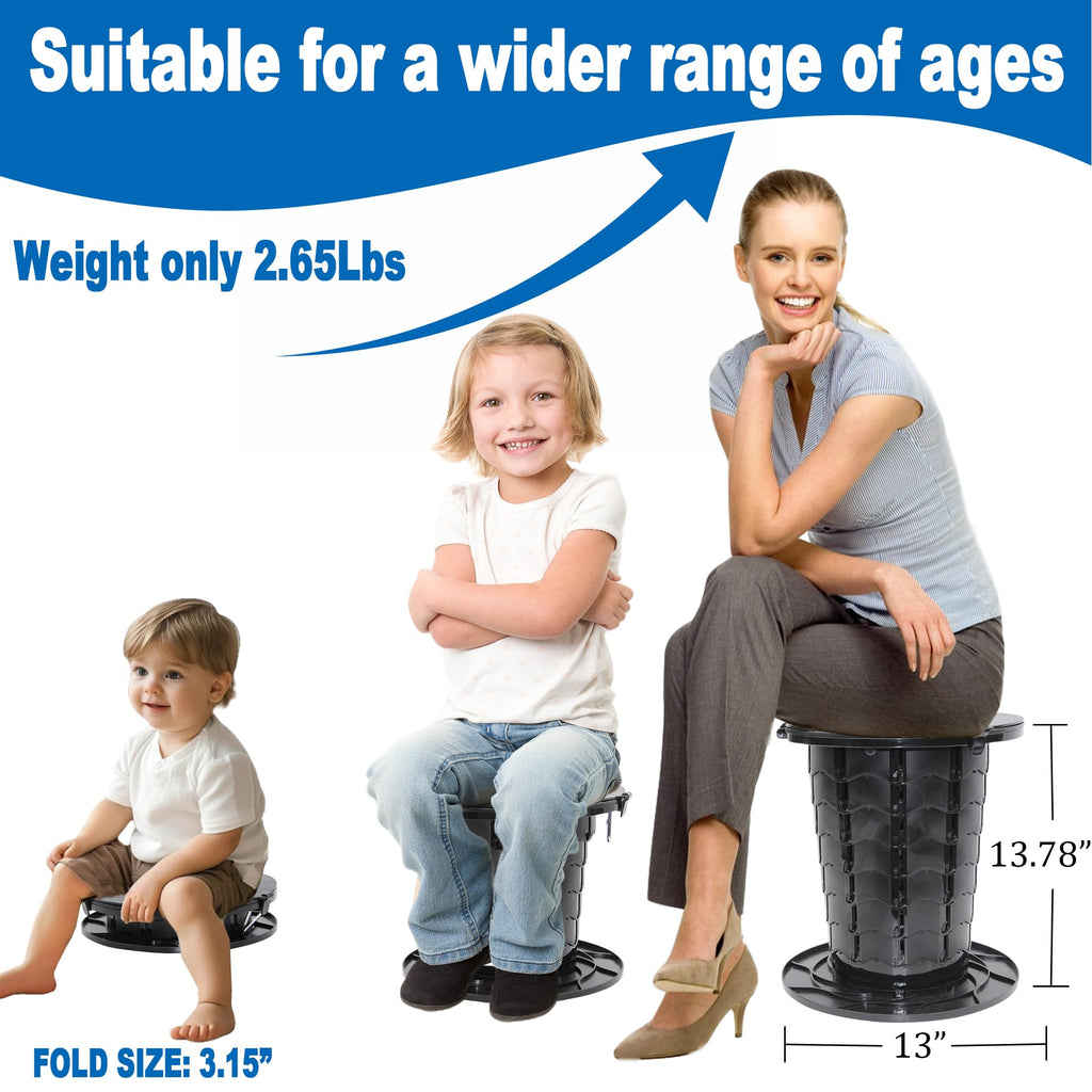 Alevmoom Retractable Portable Toilet With Cushion - 330Lbs Capacity 13.7 Height Adjustable Camping Toilet Foldable Travel Toilet