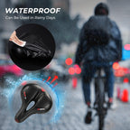 Youngdo Bike Seat - Comfortable Gel Foam Padded Leather Bicycle Seat, Wide Bike Saddle Cushion For Women And Men, Universal Fit,