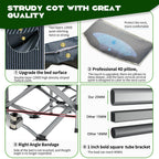 Naizea Folding Camping Cots For Adults, Folding Cot With Mattress Camping Bed Camp Cot Portable Military Cot, Double Layer Oxfor