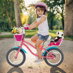 Baby Joy Kids Bike, 14 Inch Kids Bicycle W/Training Wheels, Adjustable Seat Handlebar Height, Storage Basket, Doll Seat, Handbra