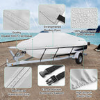 Hahasole Heavy Duty 1200D Pu Waterproof Boat Cover, 17 '- 19 ' Trailerable Marine Grade Polyester Canvas, Fits 17-19Ft V-Hull, T
