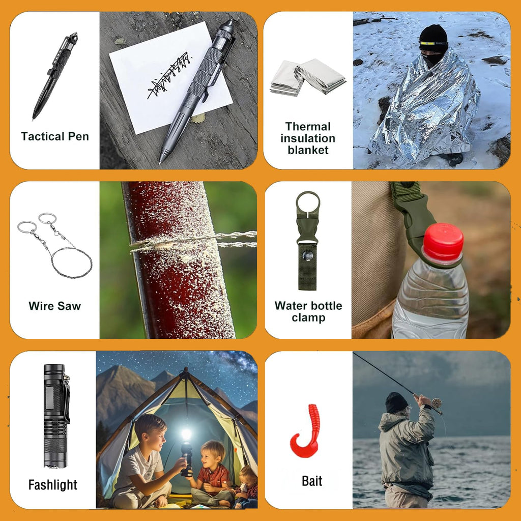 Assaber Survival Kit,13 In 1 Survival Gear And Equipment, For Dad, First Aid Kit With Survival Bracelets Emergency Blanket Tacti