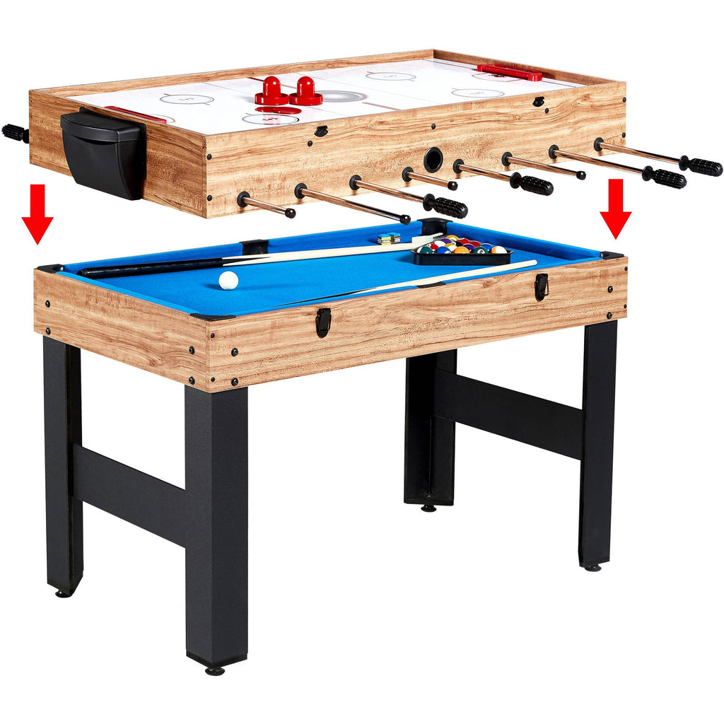Evelove Table Game 3-In-1 Multi Combo Game Table Foosball Soccer Billiards Pool
