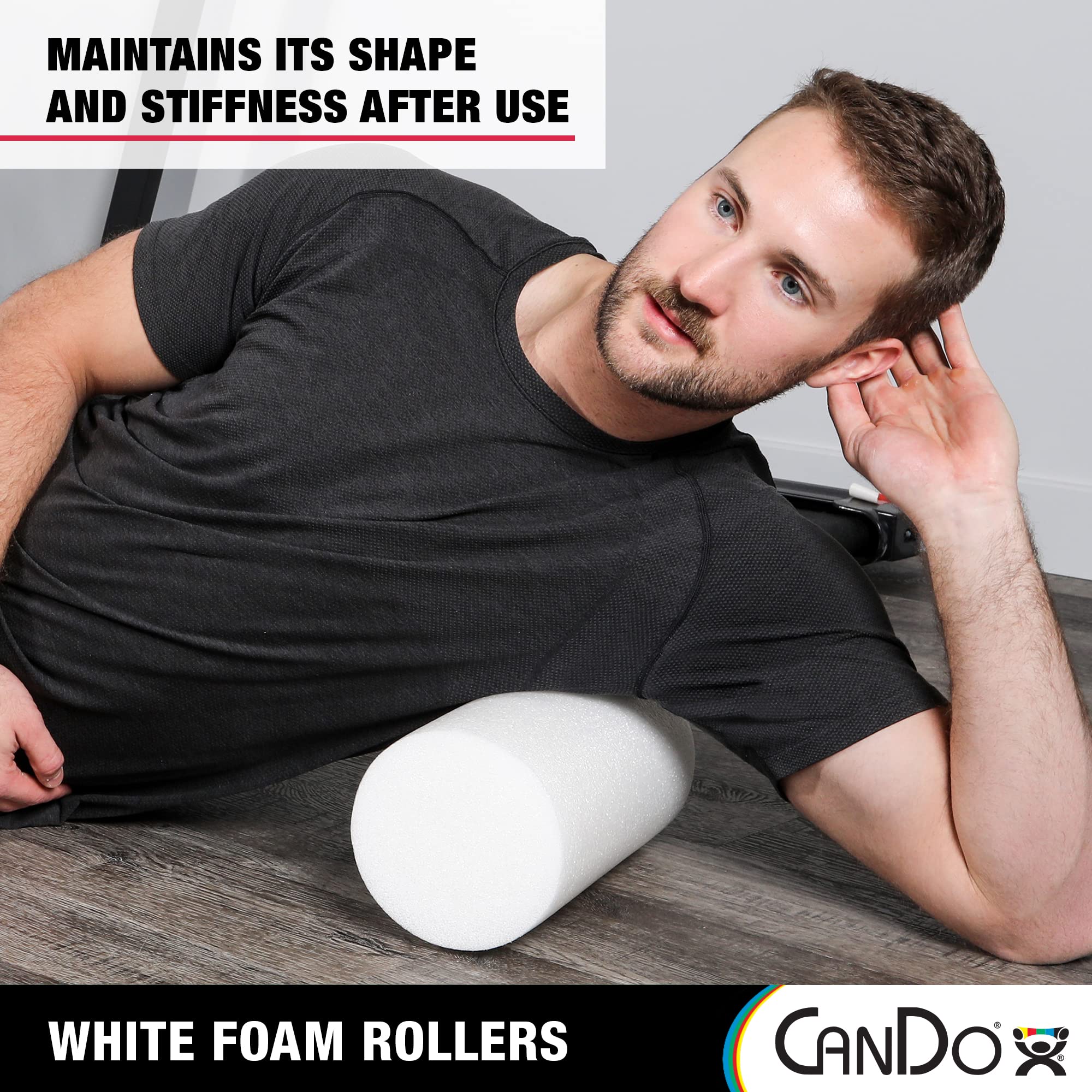 Cando White Pe Foam Rollers For Exercise, Finess, Muscle Restoration, Massage Therapy, Sport Recovery And Physical Therapy For H