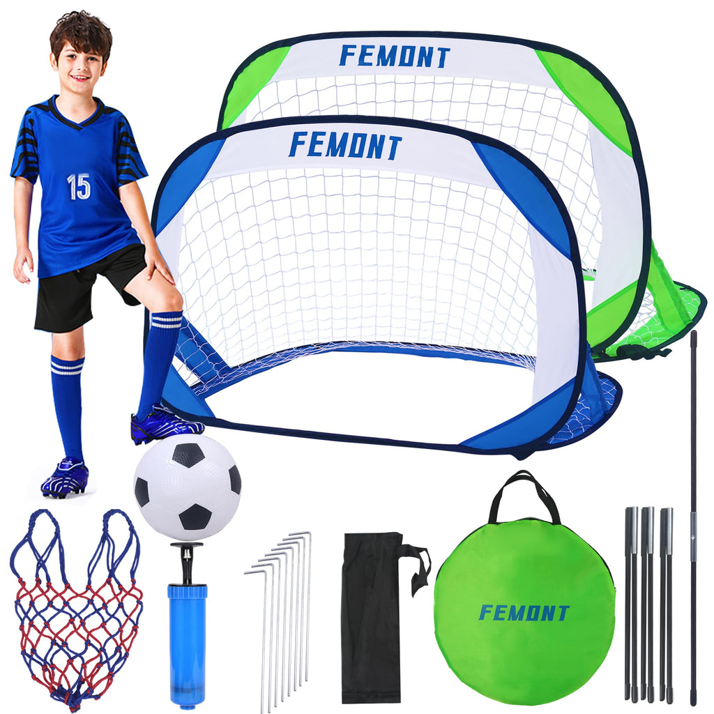 Femont Soccer Goals Set For Backyard, 4X2.5Ft Portable Pop Up Soccer Nets With Carrying Bag For Indoor Outdoor Games Practice Tr