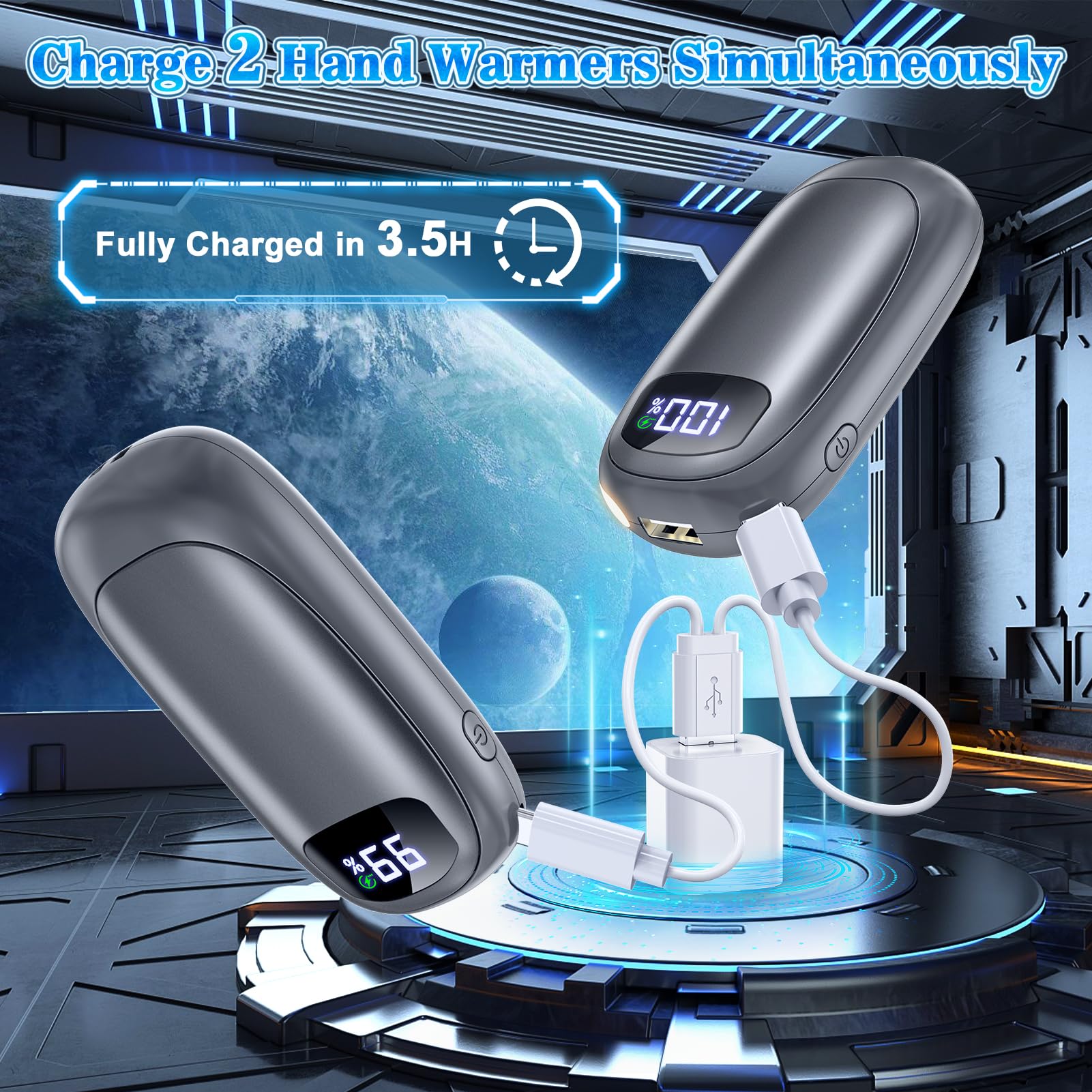 Hand Warmers Rechargeable - 2 Pack Electric Hand Warmers 14000Mah, 16 Hrs Warmth Dual-Sided Heating Max 131?, Reusable Hand Warm