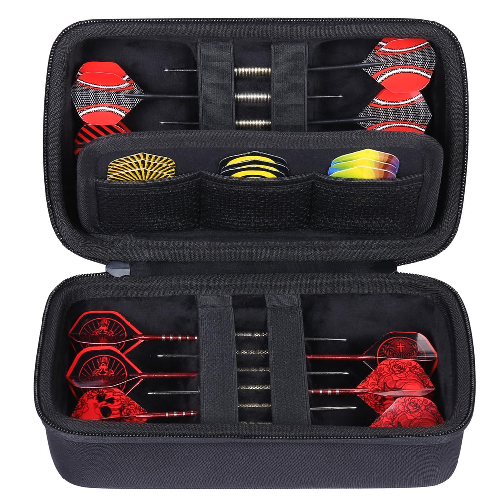 Co2Crea Hard Case Compatible With Steel Tip Or Soft Tip Darts, Holds 12 Darts And Extra Accessories, Built-In Storage Tubes And
