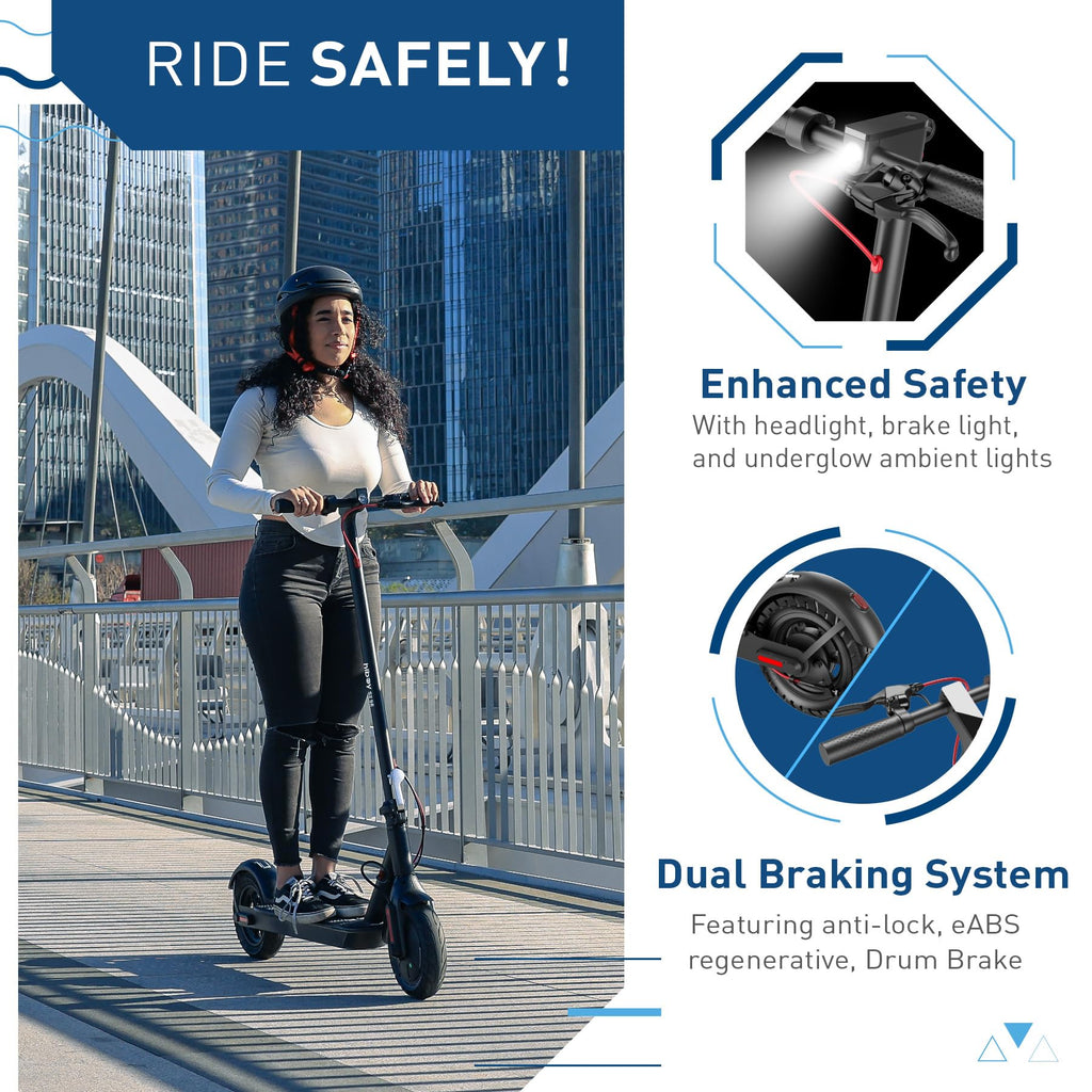 Hiboy 430W Peak Motor Electric Scooter, 10 Tires,17 Miles Range, 19 MPH Speed, Dual Brake System, Electric Scooter Adults Commut