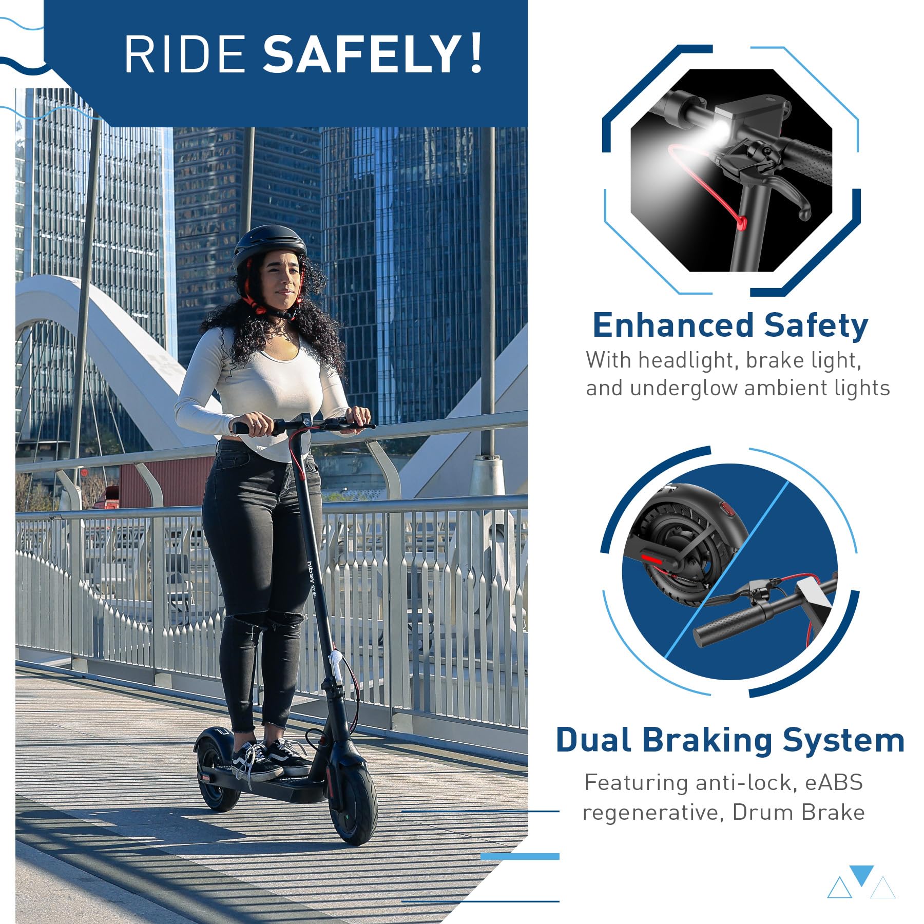 Hiboy 430W Peak Motor Electric Scooter, 10 Tires,17 Miles Range, 19 MPH Speed, Dual Brake System, Electric Scooter Adults Commut