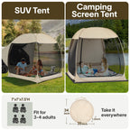Alvantor Pop Up Screen House, 4 In 1 Outdoor Camping Tent,7'X7' Screen Room With Mosquito Netting, Suv Tent With Carry Bag, Inst