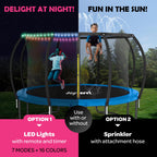 Trampoline for Kids and Adults - 8Ft 10Ft 12Ft 14FT Trampoline with Net - with Bonus Sprinkler and LED Lights/ASTM Certified/Ext
