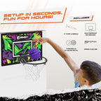 AND1 Over The Door Mini Basketball Hoop: 18x12 Shatterproof Backboard, 2 Mini Basketballs, and Hand Pump Included- Ultimate Indo