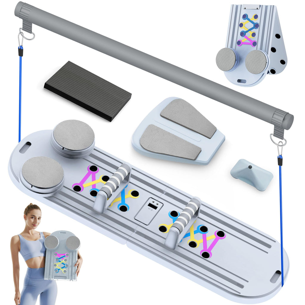 Pilates Board Pilates Reformer Set, 15 In 1 Pilates Sliding Board,Multifunctional Abdominal Board,Multi-Purpose Foldable Pilates