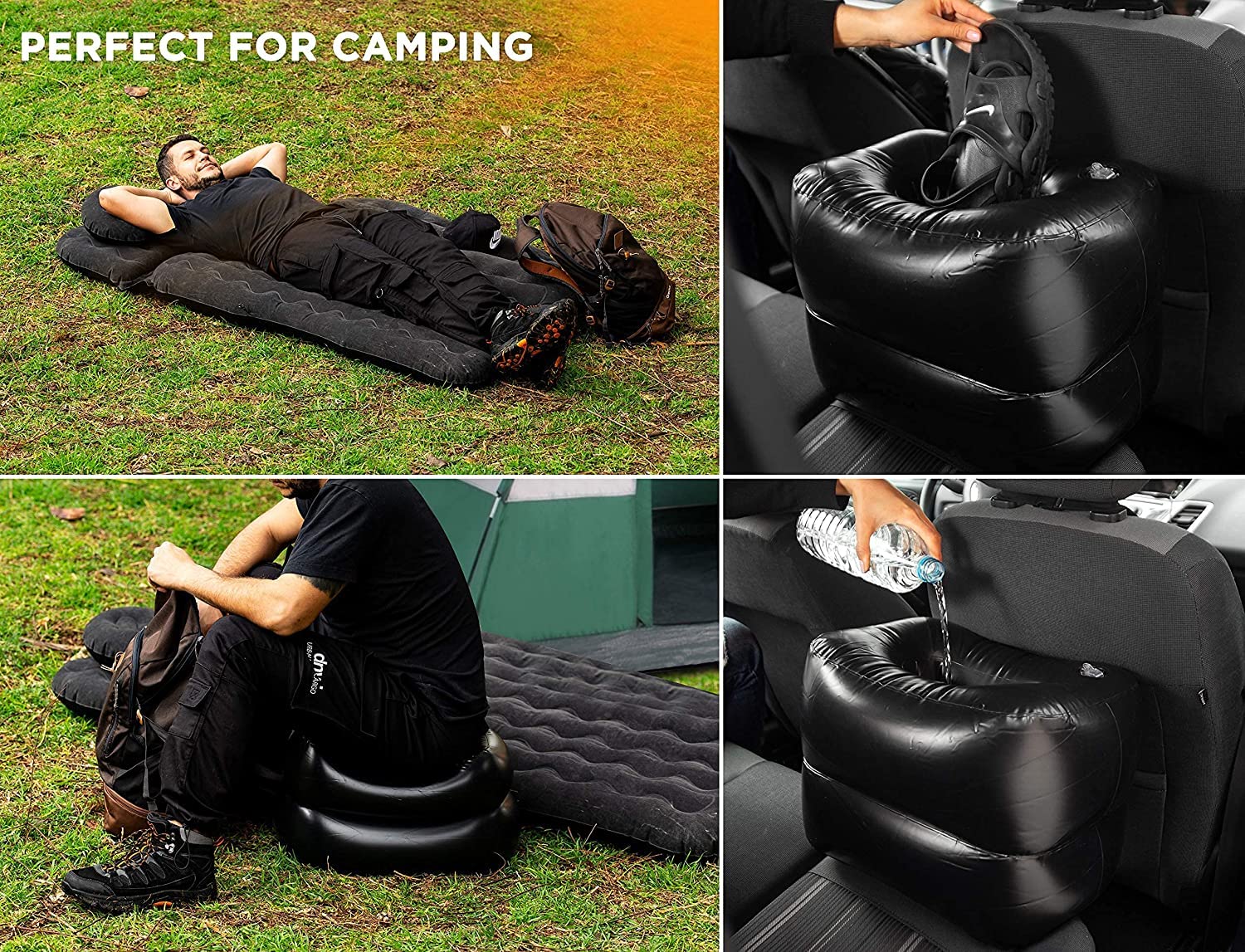 Zento Deals Bed For Car Inflatable Car Air Mattress Camping Bed Back Seat Mattress - Portable Travel Bed With Pillows - Travel C