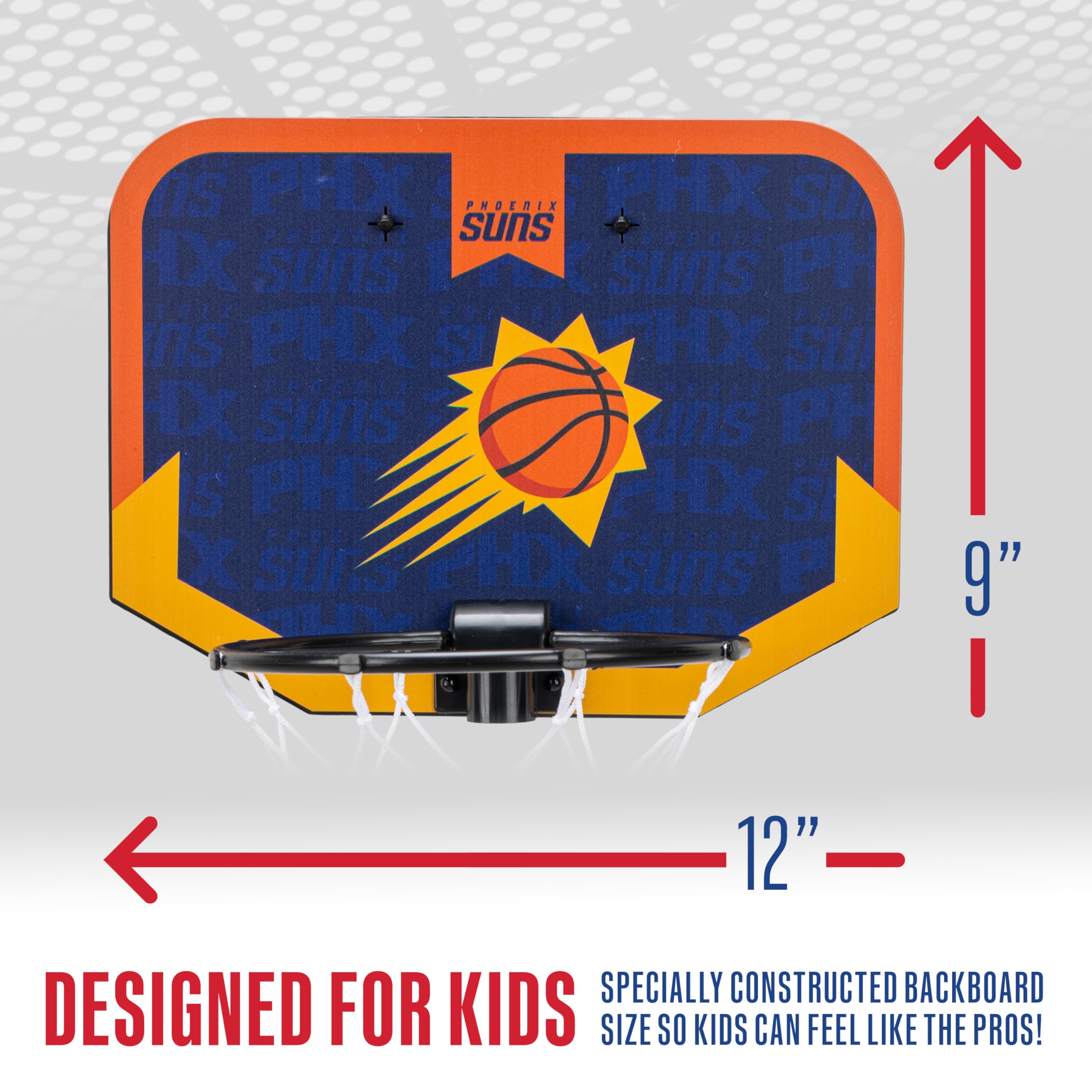 Franklin Sports Nba Phoenix Suns Mini Over The Door Basketball Hoop - Kids Indoor Mini Hoop With Ball - Nba Fan Shop Toy For Bed