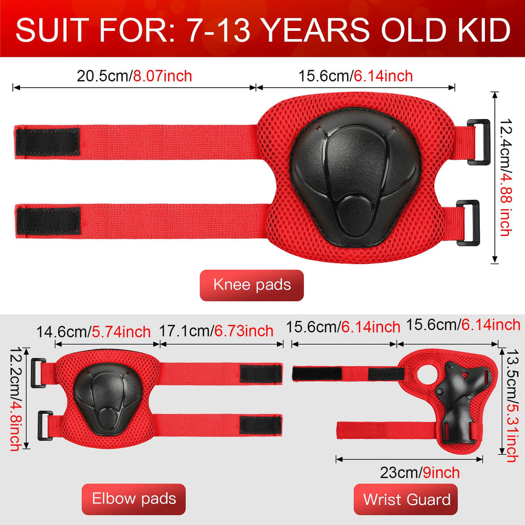 Wemfg Kids Protective Gear Set Knee Pads For Kids 7-13 Years Toddler Knee And Elbow Pads With Wrist Guards 3 In 1 For Skating Cy