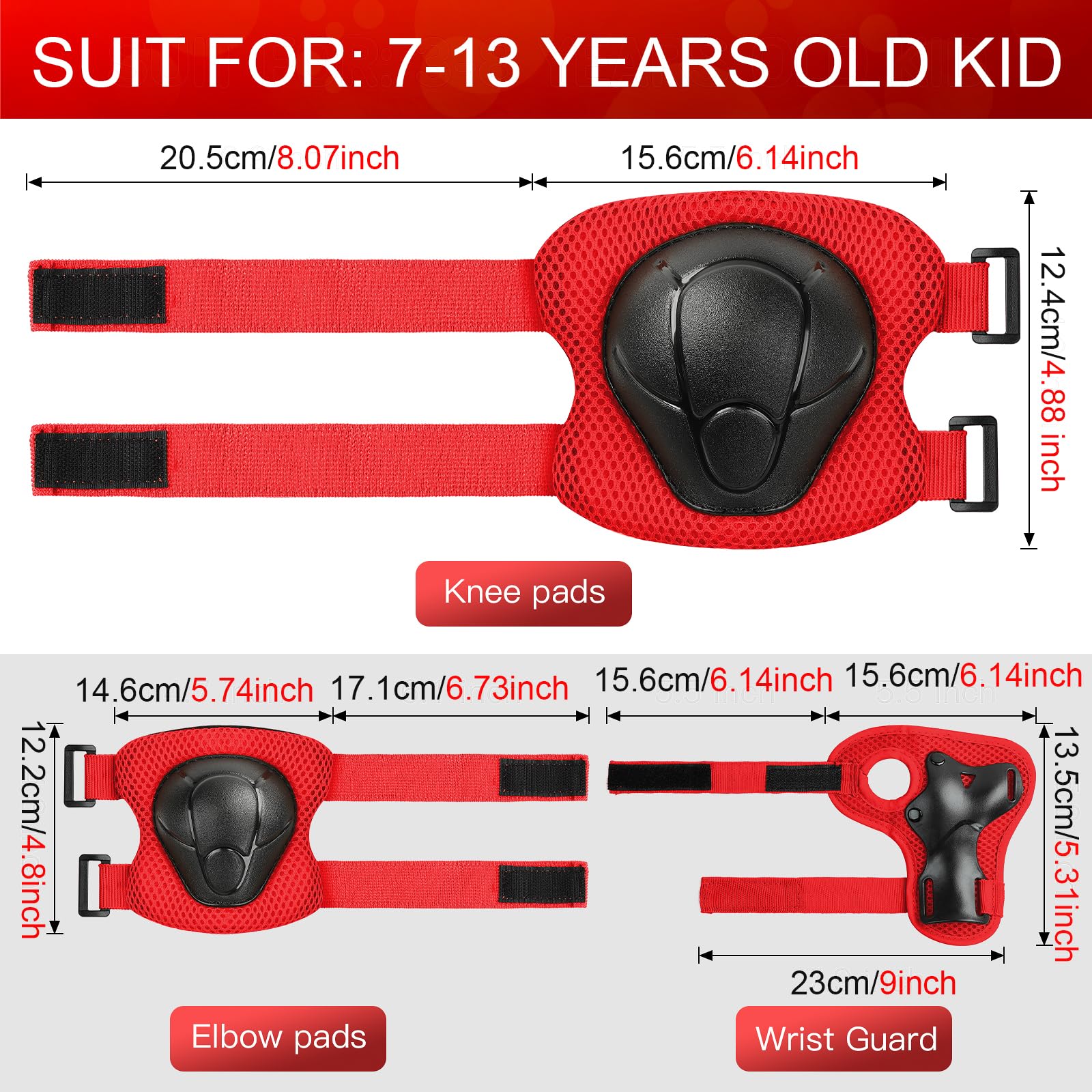 Wemfg Kids Protective Gear Set Knee Pads For Kids 7-13 Years Toddler Knee And Elbow Pads With Wrist Guards 3 In 1 For Skating Cy