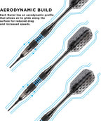 Viper Bobcat Adjustable Weight Soft Tip Darts With Storage/Travel Case: Black Coated Brass, Blue Rings, 16-18 Grams